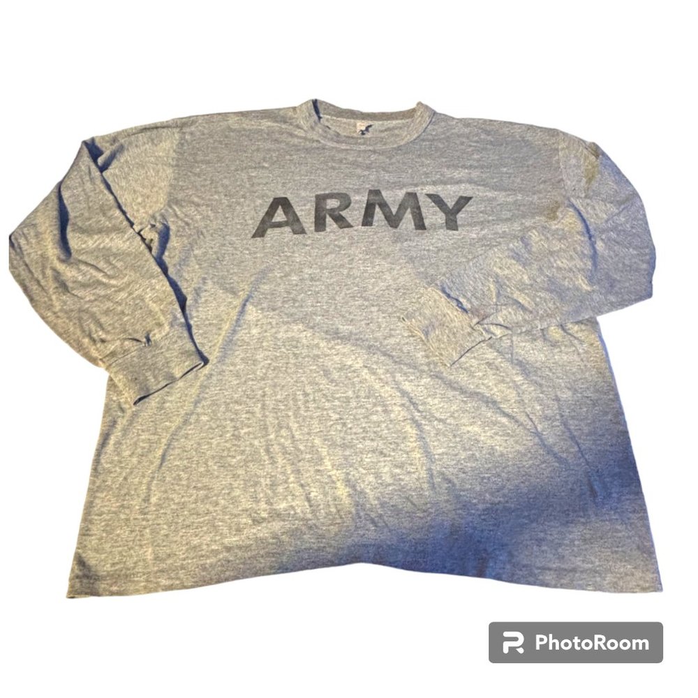 Vintage Army T Shirt Adult XL Grey Long Sleeve USA Military‎ Mens 90s